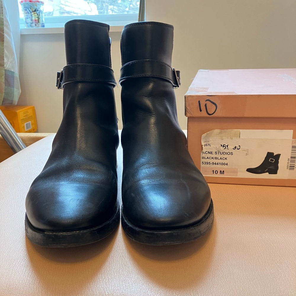 Acne Studios Y2K Black Chelsea Boots with Ankle Strap/Buckle EU 40/US 10-10.5